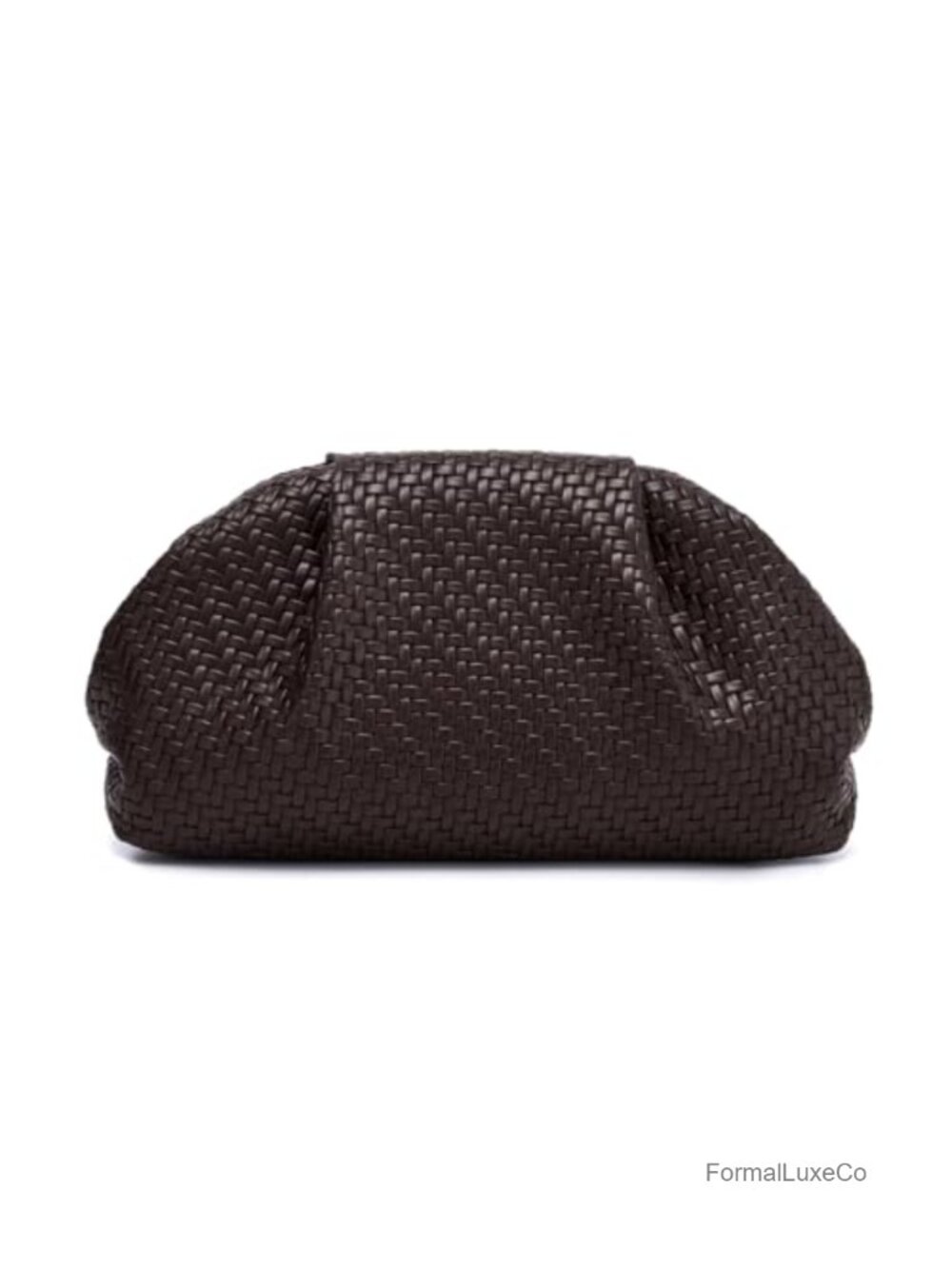 Women's Woven Faux Leather Ruched Dumpling Clutch Evening Bag